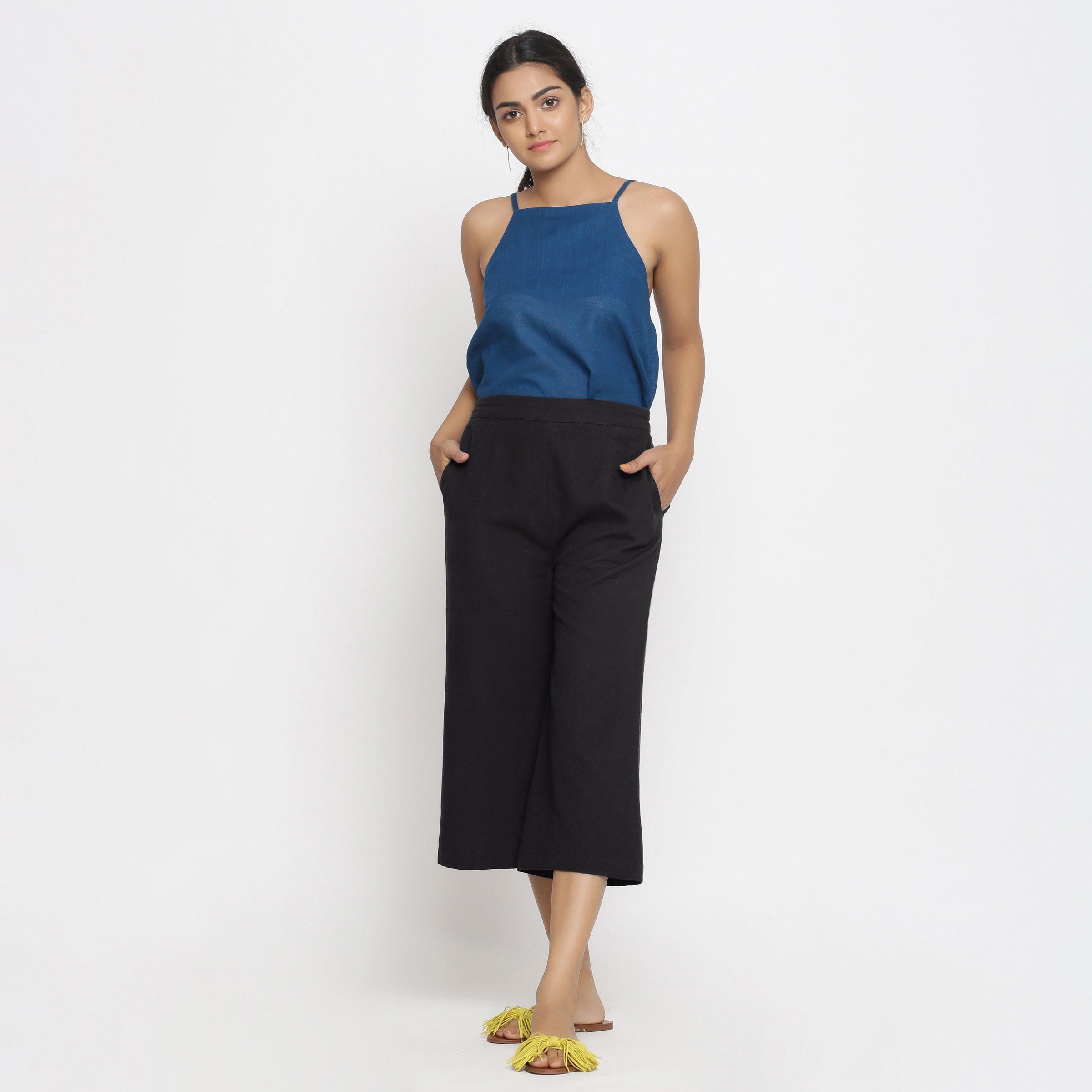 Red Vegetable Dyed Cotton Top and Mid-Rise Culottes Co-ord Set main image 0