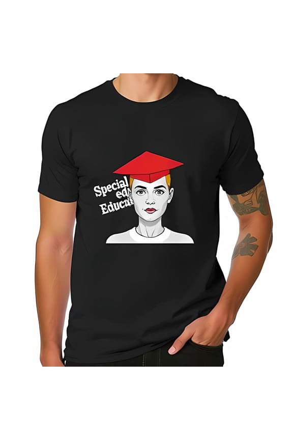Black Cotton Short Sleeve T-Shirt with Bold 'Special Education-New
