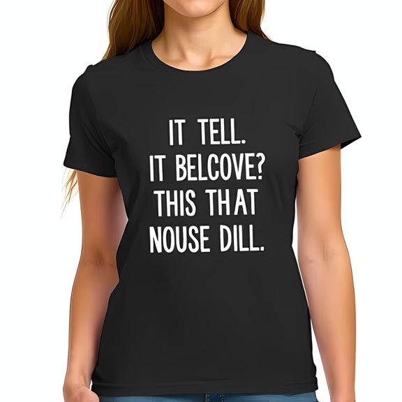 Black Cotton Short Sleeve T-Shirt with Humorous Abstract Phrases in Bold White Letters - Fun Casual Wear for Self-Expression