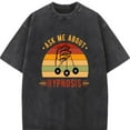thumbnail image 1 of Black Cotton Tee T-Shirt Top Black Washed Retro Sunset Hand Pendant Design Casual Comfortable S-2XL Plus Size, 1 of 5