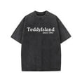 thumbnail image 1 of Black Cotton Tee Teddy Bear Graphic T-Shirt Top Crew Neck Short Sleeve Washed Design Comfortable S-2XL Plus Size, 1 of 5