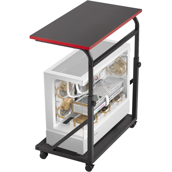 Black Couch Arm Tray for Wide Couch, Bamboo Sofa Arm Clip Table with Storage Box, Couch Armrest Tray with 360°Rotating Phone Holder, Sofa Arm Table Clip for Eating, Drinks or Dining