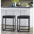 Black Counter Height 24" Bar Stools for Kitchen Counter Backless Modern