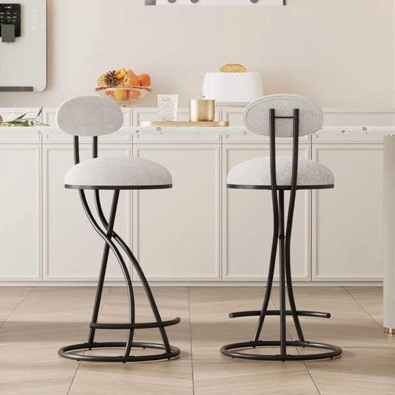 Black Counter Height Bar Stools Set of 2 (PU Leather+Footrest – S-Shaped Metal Frame, 220lbs Capacity, 10-30min Assembly)