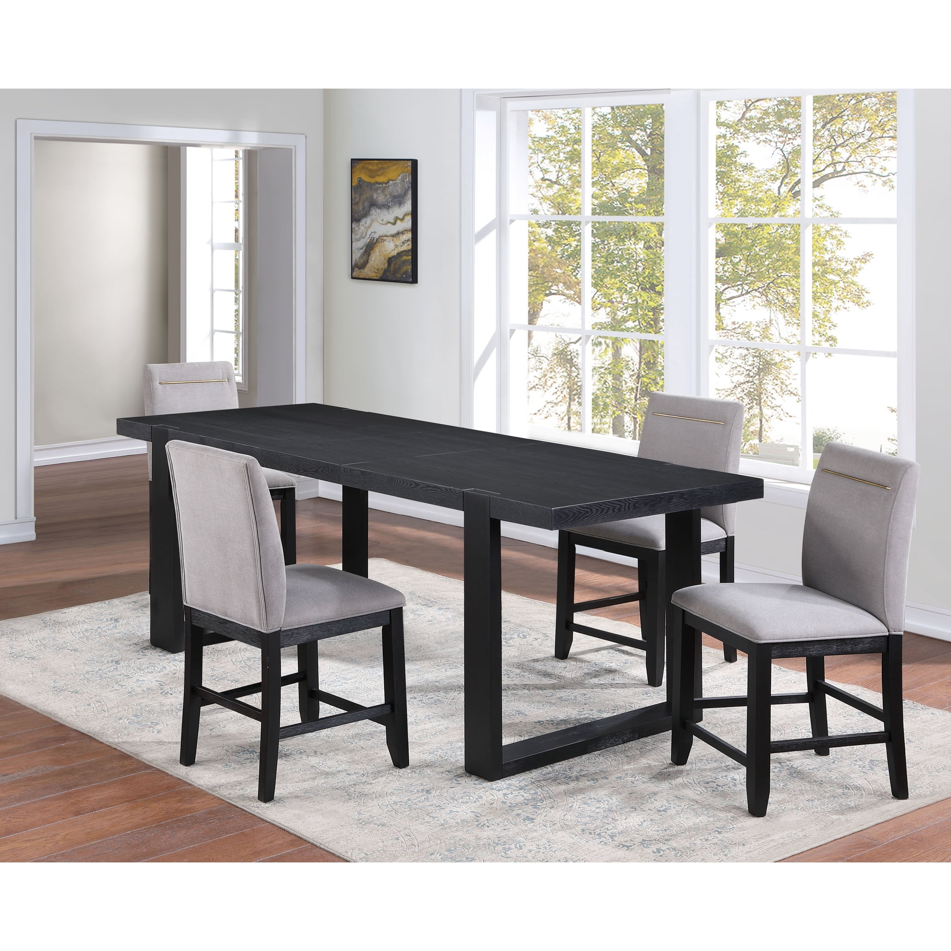 Black Counter Height Dining - 5 Pieces. Crafted From Ash Veneers ...