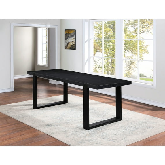 Black Counter Table - 77" Rectangular With 18" Leaf To 95", 36" Height, Solid Wood, Contemporary Style For Office And Workspace Dining 95" Leaf, Sled Base Your Room