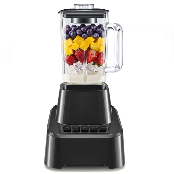 Black Countertop Blender, High-Speed Smoothie Maker with Large Pitcher