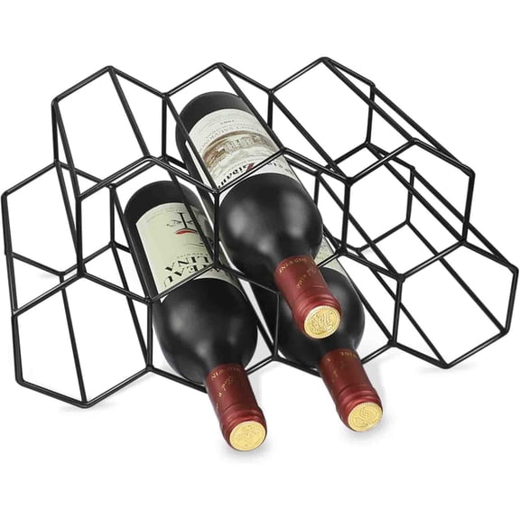 Black Countertop Wine Rack,Metal Wine Bottle Rack 9 Bottles,Counter Wine Rack for Wine Storage,Heavy Duty Wine Racks Countertop,Small Wine Rack,Table Top Wine Rack,Wine Rack Countertop,No Assembly