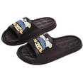 thumbnail image 1 of Black Couples Indoor Home Slippers Unisex Soft Sole Thick Bottom Print Slip-On Comfort House Shoes Non-Slip Men Women, 1 of 6
