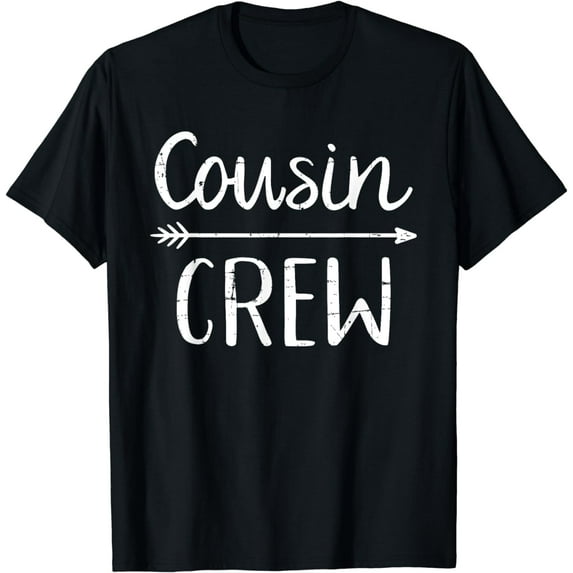 Black Cousin Crew T-Shirt: Classic Fit, Crew Neck, Short Sleeve, Letter Print - Adult Polyester/Cotton