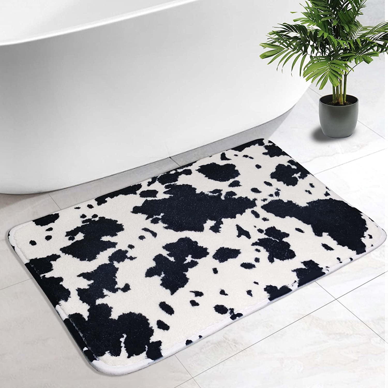 Boho Bathroom Rug Runner Long Non Slip Black Bath Mat Water