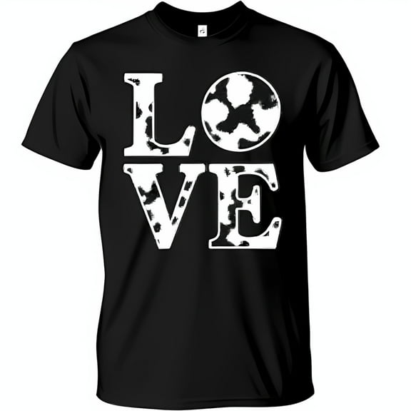 Black Cow Print Love T-Shirt Bold LOVE Design with Cow Print O Soft & Comfortable Everyday Wear
