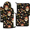 thumbnail image 1 of Black Cow Print Oven Mitts and Pot Holders Sets 4Pcs,Extra Long Oven Gloves Potholder for Kitchen Cooking Baking BBQ 100% Cotton Heat Resistant, 1 of 6