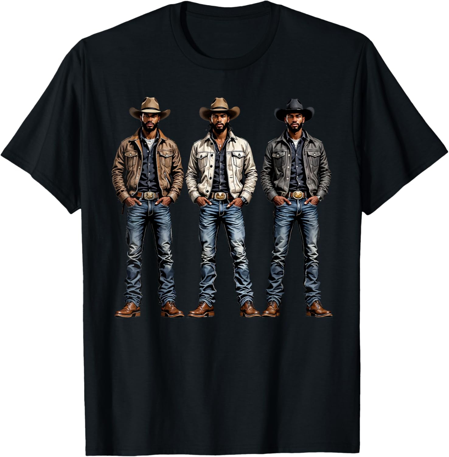 Black Cowboy Melanin African American Western Rodeo T-Shirt Tops Tee ...