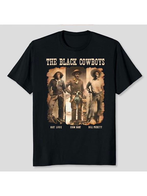 Black Cowboy Western Rodeo Melanin Black History Texas Men T-Shirt, Men's And Women's Graphic Tee 100% Cotton by TBun, Full Sizes S-5XL
