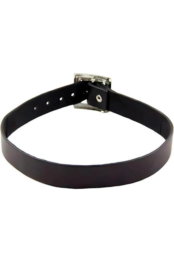 Black Cowhide Leather Choker Necklace for Women Jewelry Adjustable Gothic Style Plain Genuine Leather Collar Chain Punk Design Circle Short Necklace for Costume Jewelry Party Cosplay Gift