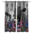 thumbnail image 1 of Black Cows Blackout Curtains for Bedroom, Country Pink Spring Floral Elegant Farmhouse Wooden Thermal Insulated Kitchen Drapes with Grommets, Light Blocking Window Treatment, 2 Panels 52" x 96", 1 of 7