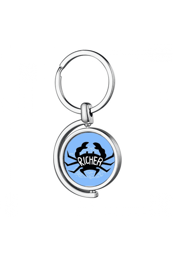 Black Crab Animal Outline Natural Rotating Keychain Metal Keyring Holder