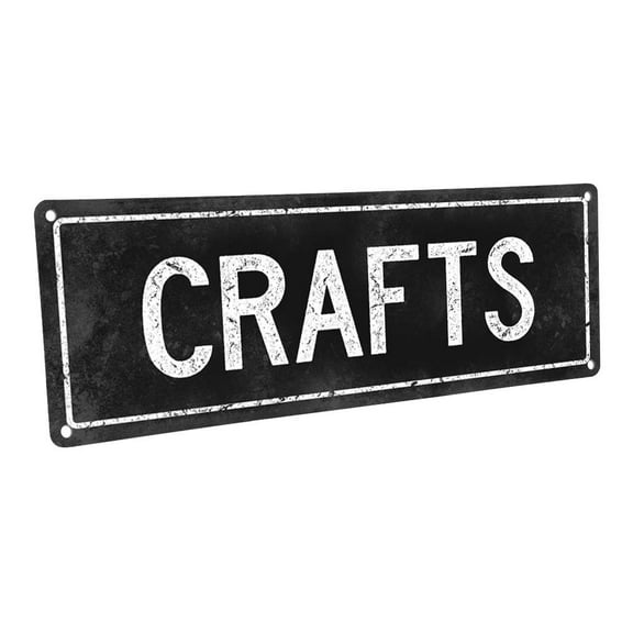 Black Crafts 4"x12" Metal Sign, Wall Décor for Home and Office