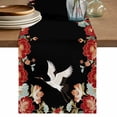 thumbnail image 1 of Black Crane Table Runner, Vintage Red Teal Spring Floral Botanical Washable Cotton Linen Table Runners 36 Inches Long, Dresser Scarf Runner for Nightstand/End Tables/Round Tables 13''x36'', 1 of 9