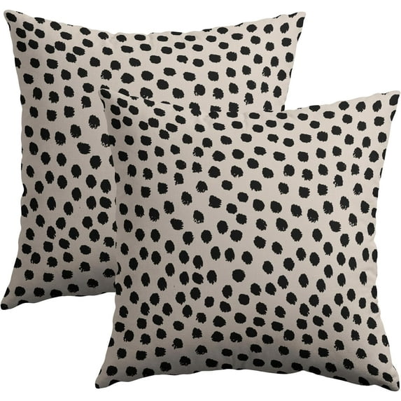 Black Cream Polka Dot Throw Pillow Covers 16x16 Rustic Boho Style Decorative Pillow Cases Set of 2 Outdoor Farmhouse Decoration for Sofa Couch Bed