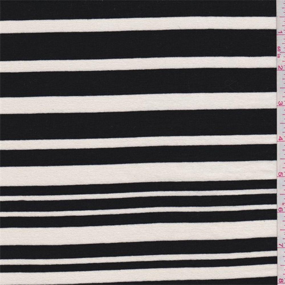 Black/Cream Stripe Jersey Knit, Fabric By the Yard