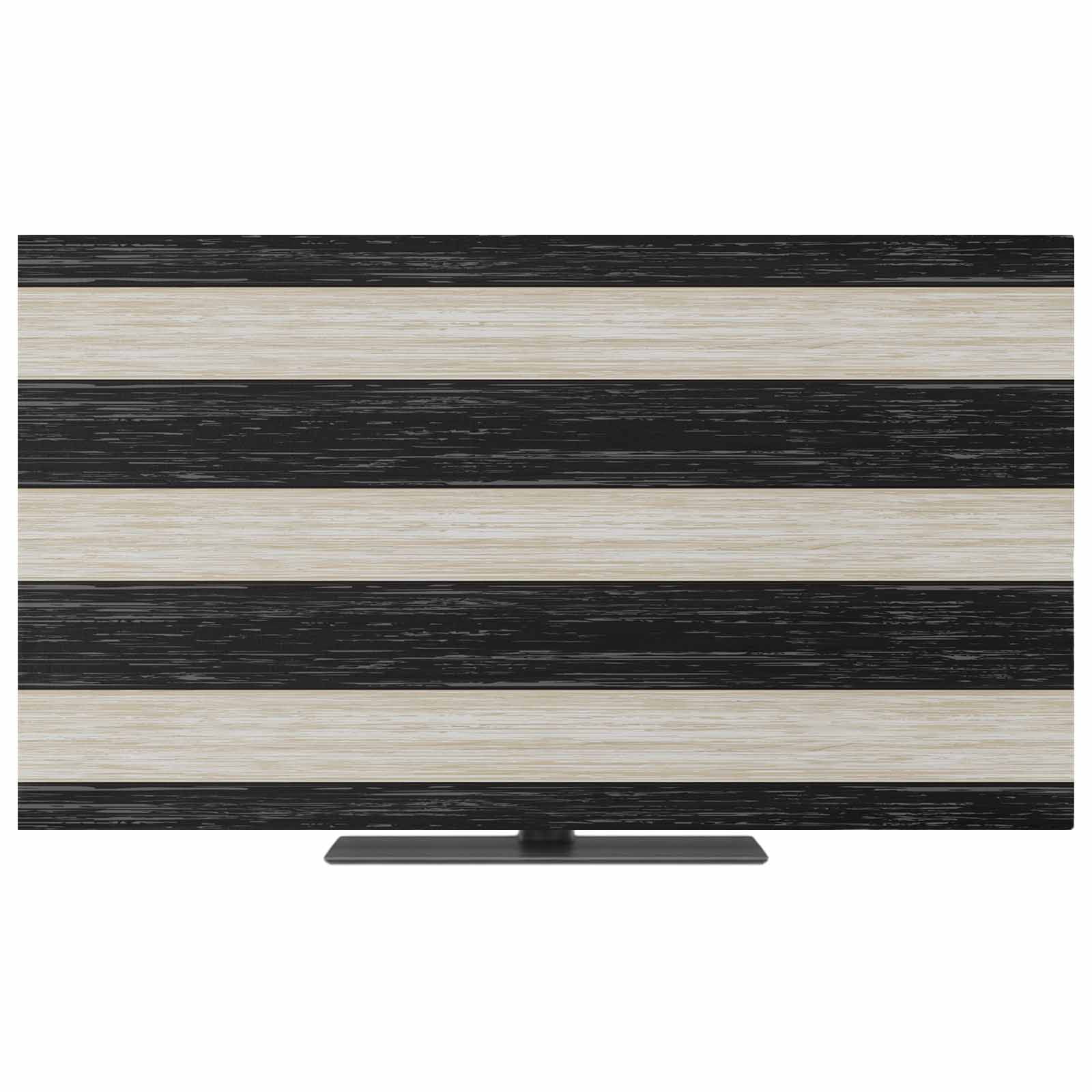 Black Cream Striped TV Dust Cover,Stretchable TV Screen Desktop ...
