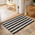 thumbnail image 1 of Black Cream Stripes Washable Small Entryway Area Rugs 2'x3', Minimalist Black Slant Line Washable Throw Rug Non-Slip Sturdy Edge Binding Carpet for Front Door Floor Room Entry, 1 of 9