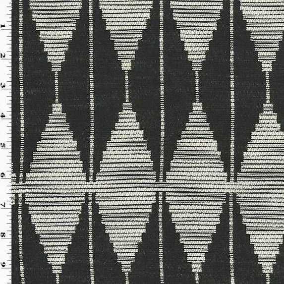 Black/Cream White Tribal Diamond Jacquard Jacketing, Fabric By the Yard