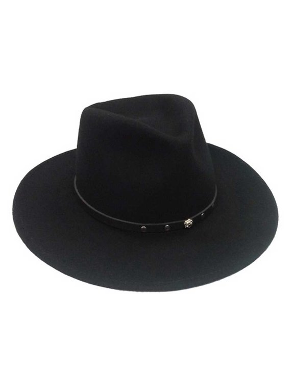 100% Crushable Wool Black Cowboy Hat with Stud Detail. BC2012