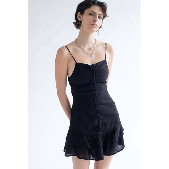 Ragstock Black Crepe Ruched Front Party Dress