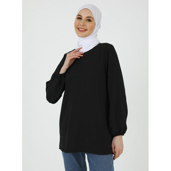 Black - Crew neck - Blouses - Refka