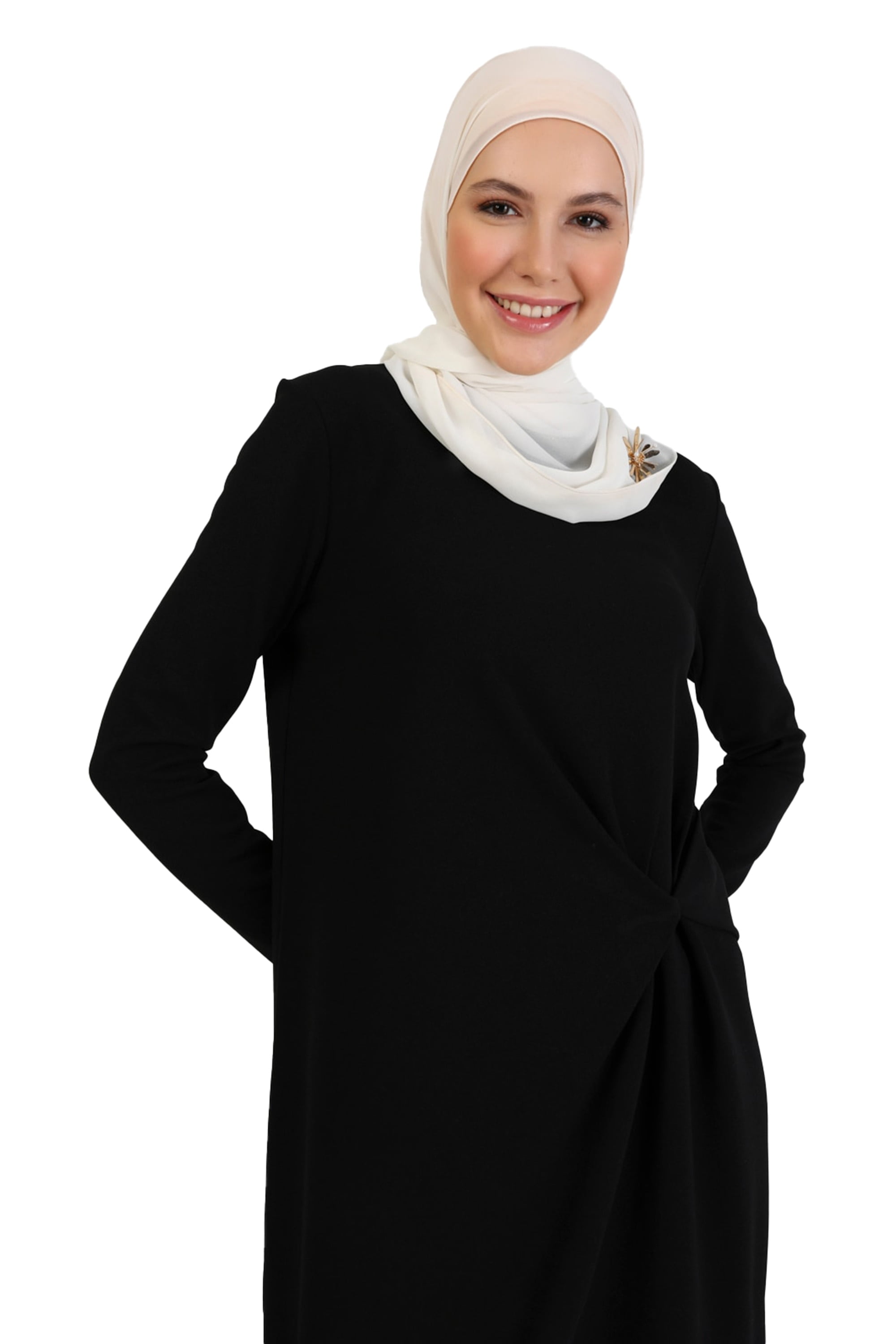 Black - Crew neck - Unlined - Modest Dress - Refka - Walmart.com