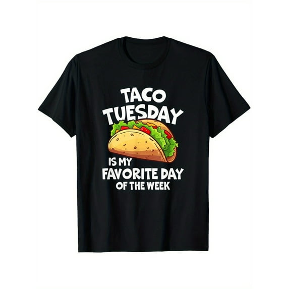 Black Crewneck Short Sleeve, S-XXXL, Casual Fit, Perfect Gift for Dad, Father, Friends, Taco Lovers, Summer Essential, Casual Wear | Taco Print Shirt | Machine Washable
