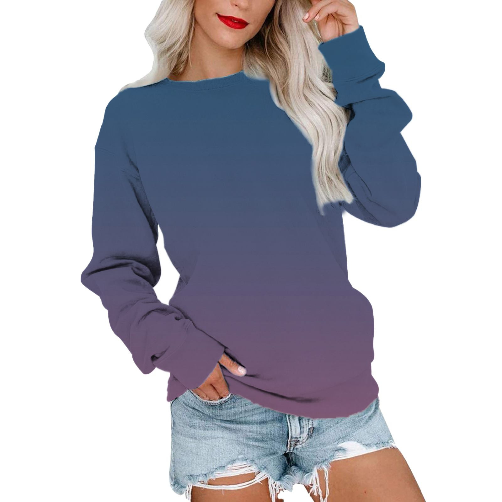 Black Crewneck Sweatshirt Women Fall Outfits Workout 2024 Casual