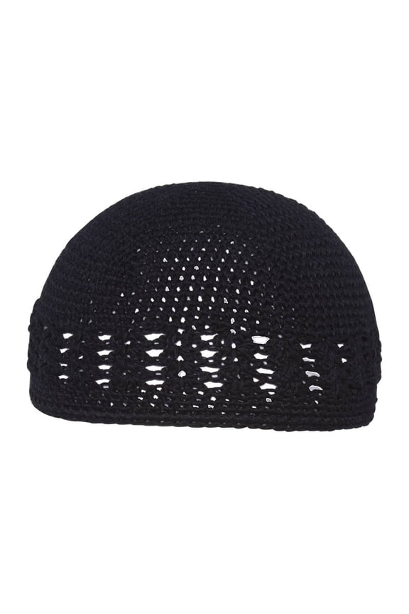 Black Crochet Knit Beanie Skull Cap Hat