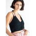 thumbnail image 1 of Ragstock Black Crochet Tie Halter Top, 1 of 4