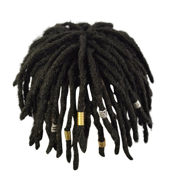 Black Crocheted Braided Hip-Hop Style, Men'S African American Hair Fiber Curling Extensions, Men'S Wigs, Men'S Dreadlocks Suit, Short Hairstyle, Exaggerated And Cool Hip-Hop Style.