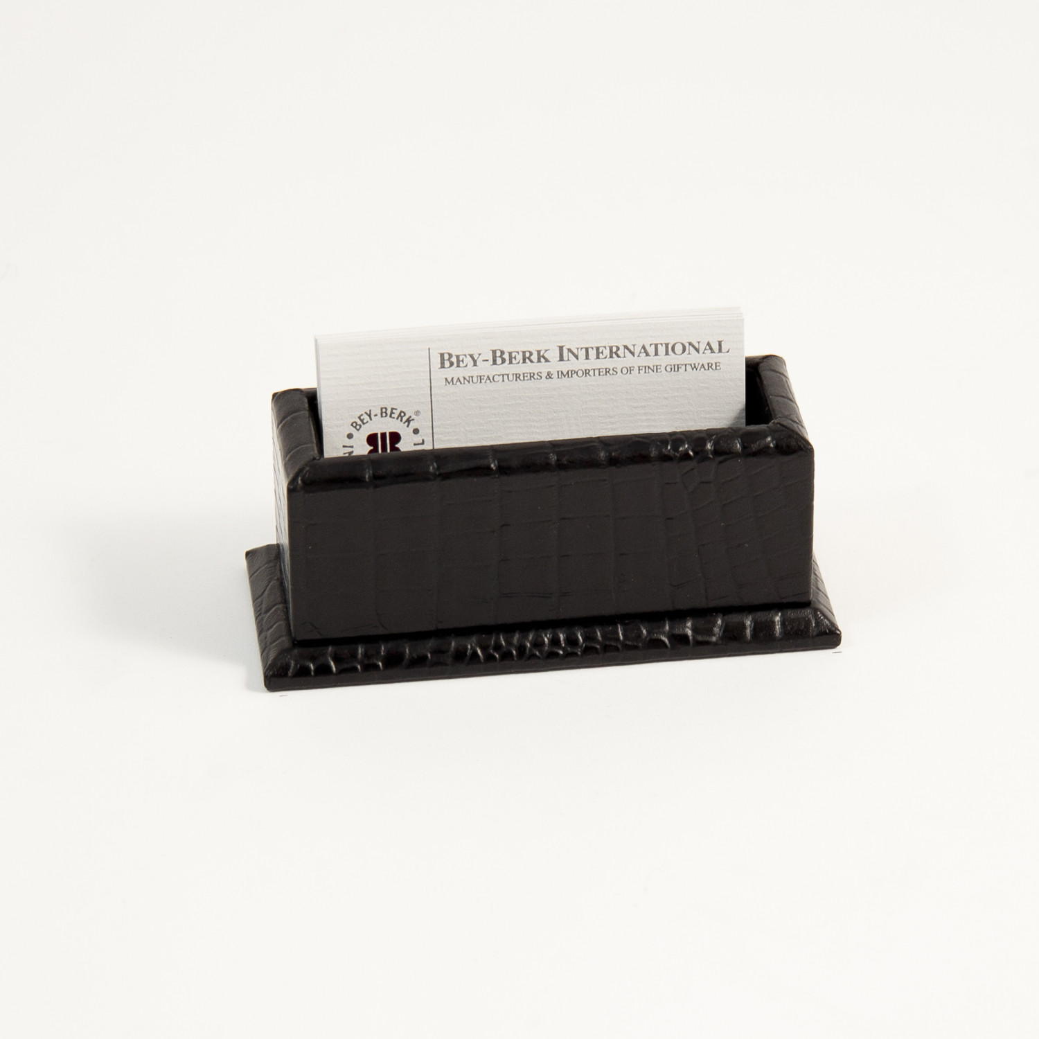 Black "Croco" Leather Business Card Holder.