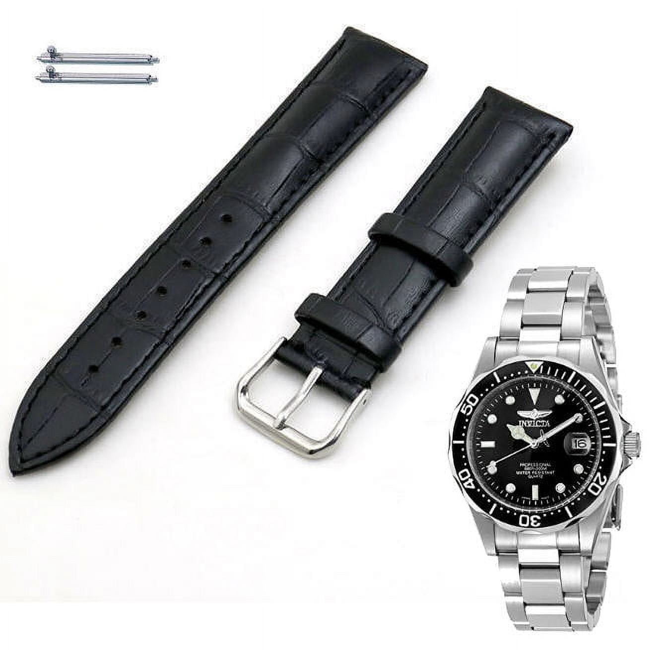 Black Croco Leather Watch Band Strap Fits Invicta Pro Diver 37mm