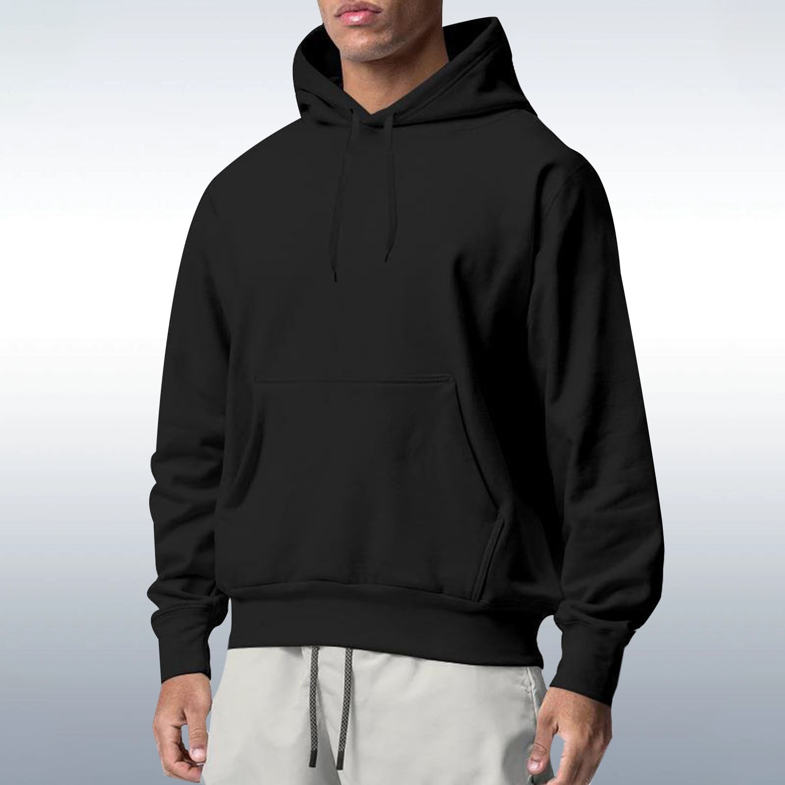 Black Cropped Sweatshirt, Polyester Men Hoodies, Cropped Zip Up