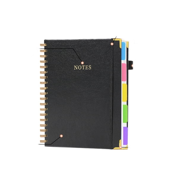 Black Cross Border Exclusive Pu Leather Spiral Bound Notebook Student Cash Saving Budget Book Minimalist Office Business