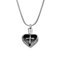 Black Cross Heart Ashes Container Cremation Jewelry Memorial Necklace Cremation Urn Necklace for Ashes Keepsake with Funnel Kit