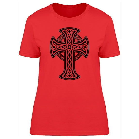 Black Cross In Celtic Art T-Shirt Women -Image by Shutterstock, Female Medium