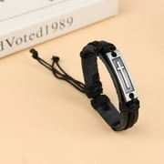 GAOMIN E-COMMERCE (Black) Cross Leather Bracelet For Men Women Jesus Christian Religious Vintage Bracelets