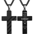 Black Cross Necklace for Men Bible Verse Philippians 413 Stainless