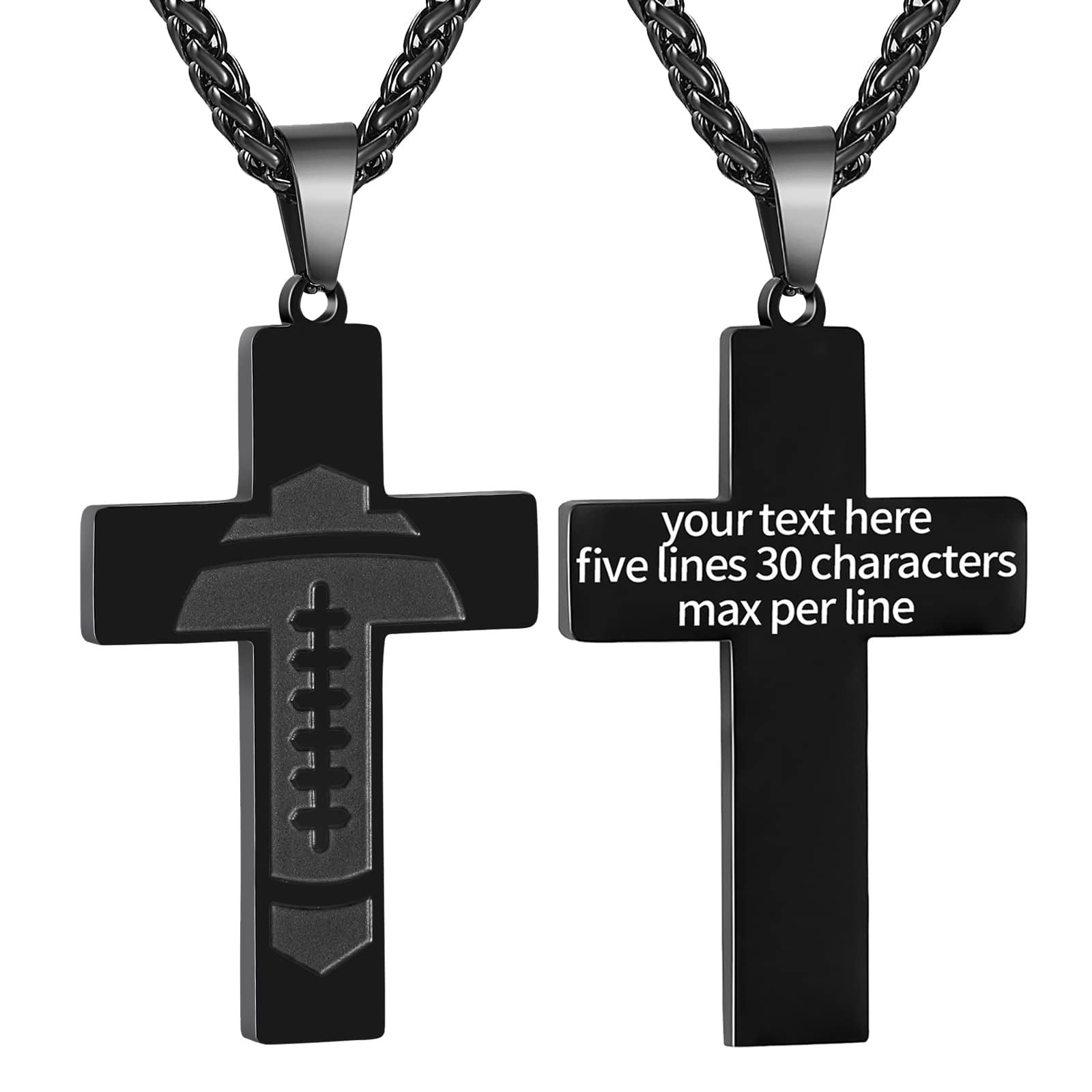 Black Cross Necklaces for Men Boys Stainless Steel Cross Pendant Chain