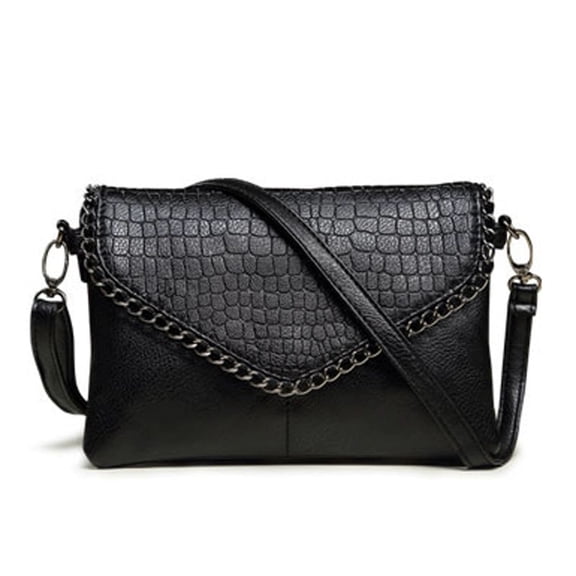 Black Crossbody Bags for Women, Crocodile Embossed Chain Flap Shoulder Tote Bag Small Clutch Purse