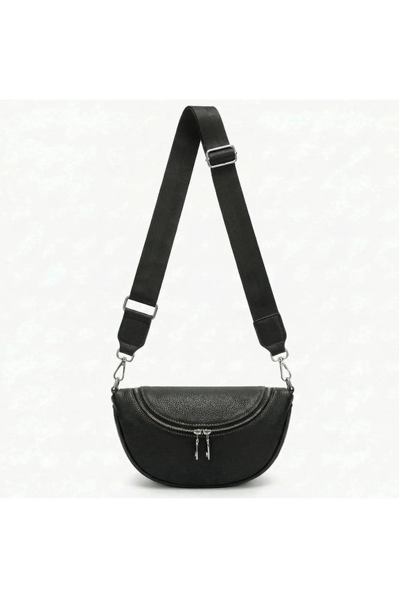 Bum Bag for Women Travel Purse Crossbody Bags Travel Purse with Adjustable Strap, PU Leather Crescent Bag Shoulder Handbag Sling Chest Bag Fanny Pack for Ladies(Black)