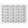 thumbnail image 1 of Black Crow Bath Mat, Silhouette Style Birds and Outline Drawn Feather Repeating Pattern, Plush Bathroom Decor Mat with Non Slip Backing, 29.5" X 17.5", Charcoal Grey and White, by Ambesonne, 1 of 2